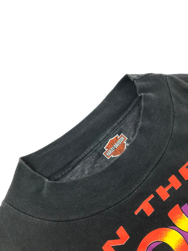 【中古品】【メンズ】 HARLEY DAVIDSON ハーレーダビッドソン 1992 TASMANIAN DEVIL MOCK NECK L/S T-SHIRT タスマニアンデビル モックネック ロングスリーブ Tシャツ USA製 146-260411-rt-02-tag カラー：ブラック系 万代Net店