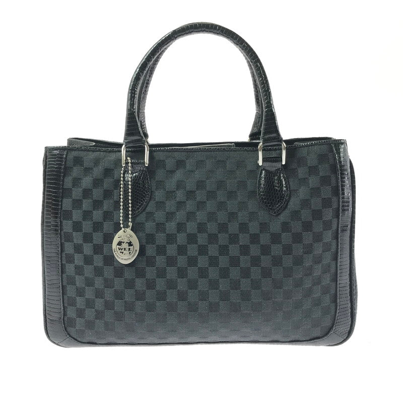 【中古品】【レディース】 THE WEL MARK ウェルマーク EXOTIC LEATHER BLOCK CHECK HAND BAG エキゾチック レザー ブロック チェック ハンド バッグ 188-260707-ty-04-tagh カラー：ブラック 万代Net店
