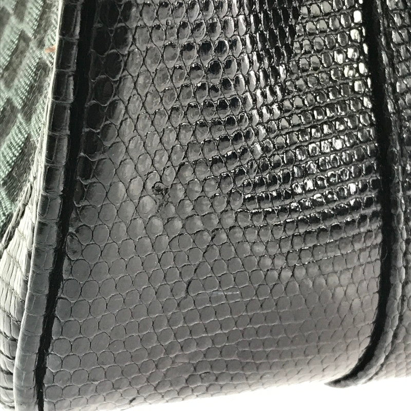 【中古品】【レディース】 THE WEL MARK ウェルマーク EXOTIC LEATHER BLOCK CHECK HAND BAG エキゾチック レザー ブロック チェック ハンド バッグ 188-260707-ty-04-tagh カラー：ブラック 万代Net店