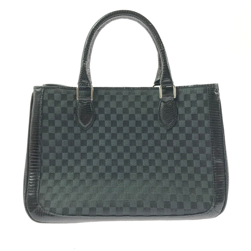 【中古品】【レディース】 THE WEL MARK ウェルマーク EXOTIC LEATHER BLOCK CHECK HAND BAG エキゾチック レザー ブロック チェック ハンド バッグ 188-260707-ty-04-tagh カラー：ブラック 万代Net店