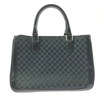 【中古品】【レディース】 THE WEL MARK ウェルマーク EXOTIC LEATHER BLOCK CHECK HAND BAG エキゾチック レザー ブロック チェック ハンド バッグ 188-260707-ty-04-tagh カラー：ブラック 万代Net店