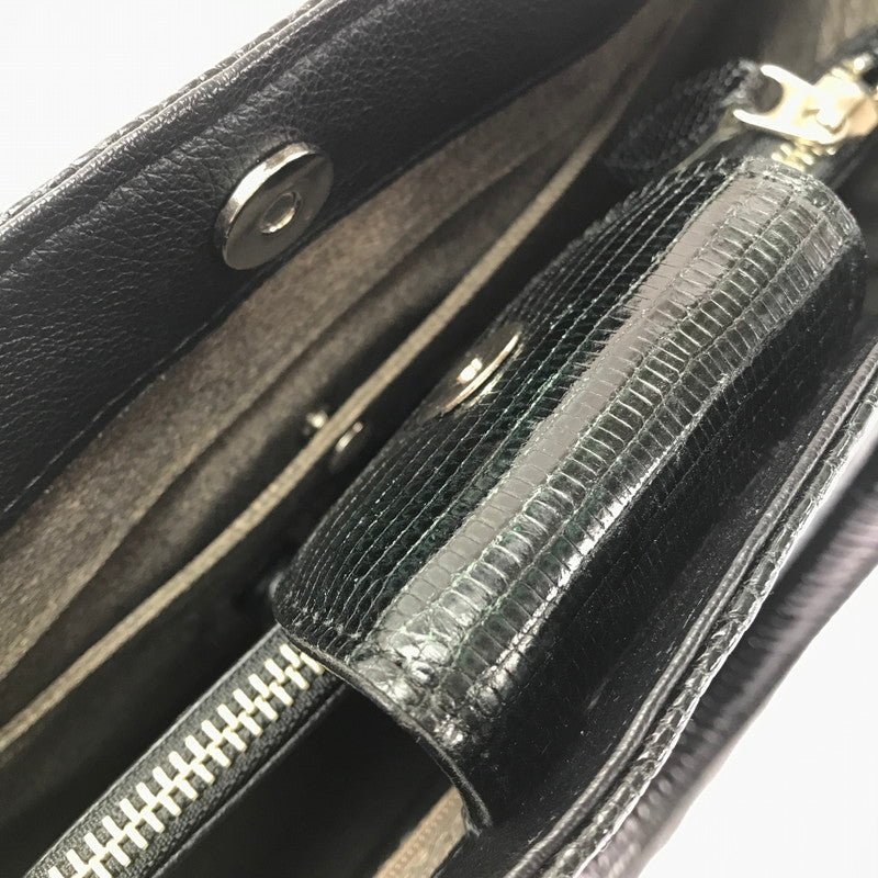 【中古品】【レディース】 THE WEL MARK ウェルマーク EXOTIC LEATHER BLOCK CHECK HAND BAG エキゾチック レザー ブロック チェック ハンド バッグ 188-260707-ty-04-tagh カラー：ブラック 万代Net店