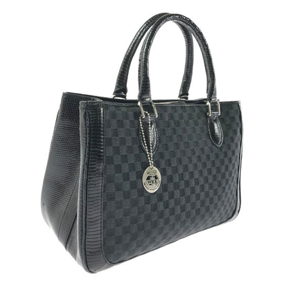 【中古品】【レディース】 THE WEL MARK ウェルマーク EXOTIC LEATHER BLOCK CHECK HAND BAG エキゾチック レザー ブロック チェック ハンド バッグ 188-260707-ty-04-tagh カラー：ブラック 万代Net店