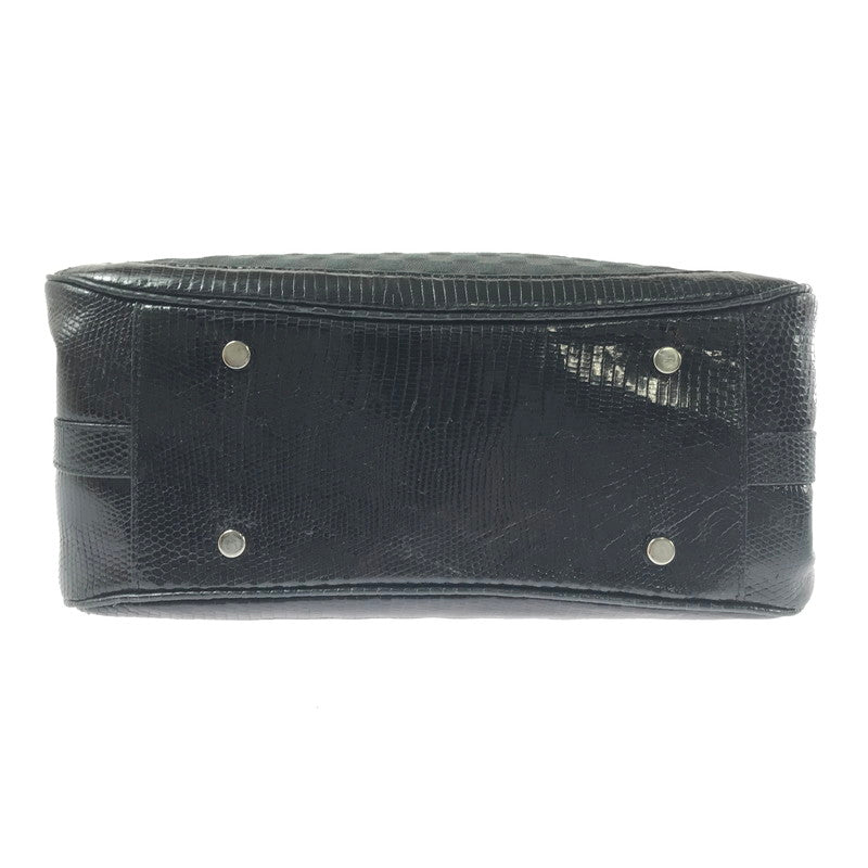 【中古品】【レディース】 THE WEL MARK ウェルマーク EXOTIC LEATHER BLOCK CHECK HAND BAG エキゾチック レザー ブロック チェック ハンド バッグ 188-260707-ty-04-tagh カラー：ブラック 万代Net店