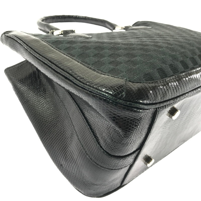【中古品】【レディース】 THE WEL MARK ウェルマーク EXOTIC LEATHER BLOCK CHECK HAND BAG エキゾチック レザー ブロック チェック ハンド バッグ 188-260707-ty-04-tagh カラー：ブラック 万代Net店