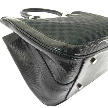 【中古品】【レディース】 THE WEL MARK ウェルマーク EXOTIC LEATHER BLOCK CHECK HAND BAG エキゾチック レザー ブロック チェック ハンド バッグ 188-260707-ty-04-tagh カラー：ブラック 万代Net店