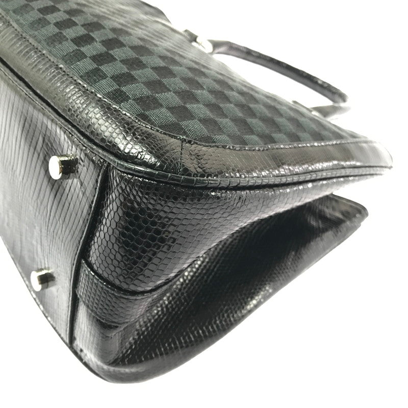 【中古品】【レディース】 THE WEL MARK ウェルマーク EXOTIC LEATHER BLOCK CHECK HAND BAG エキゾチック レザー ブロック チェック ハンド バッグ 188-260707-ty-04-tagh カラー：ブラック 万代Net店