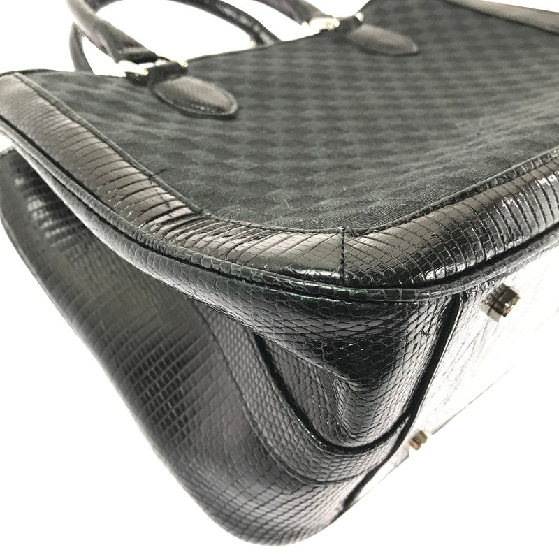【中古品】【レディース】 THE WEL MARK ウェルマーク EXOTIC LEATHER BLOCK CHECK HAND BAG エキゾチック レザー ブロック チェック ハンド バッグ 188-260707-ty-04-tagh カラー：ブラック 万代Net店