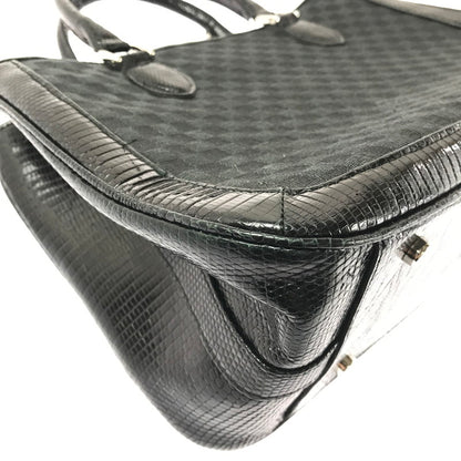 【中古品】【レディース】 THE WEL MARK ウェルマーク EXOTIC LEATHER BLOCK CHECK HAND BAG エキゾチック レザー ブロック チェック ハンド バッグ 188-260707-ty-04-tagh カラー：ブラック 万代Net店