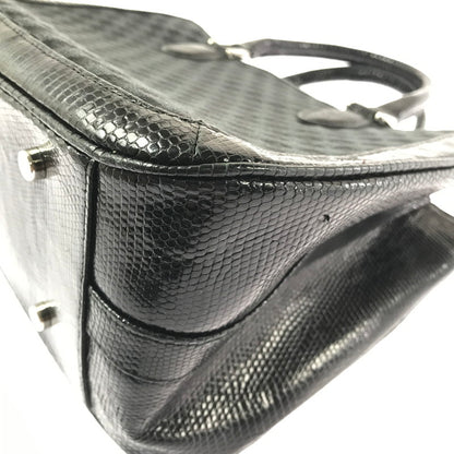 【中古品】【レディース】 THE WEL MARK ウェルマーク EXOTIC LEATHER BLOCK CHECK HAND BAG エキゾチック レザー ブロック チェック ハンド バッグ 188-260707-ty-04-tagh カラー：ブラック 万代Net店
