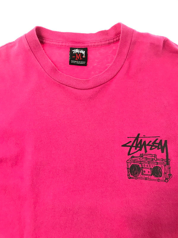 【中古品】【メンズ】 OLD STUSSY オールド ステューシー 00's RADIO CASSETTE PLAYER GRAPHIC TEE ラジオ カセット プレーヤー グラフィックTシャツ 142-260607-rt-05-tagh サイズ：M カラー：ピンク 万代Net店
