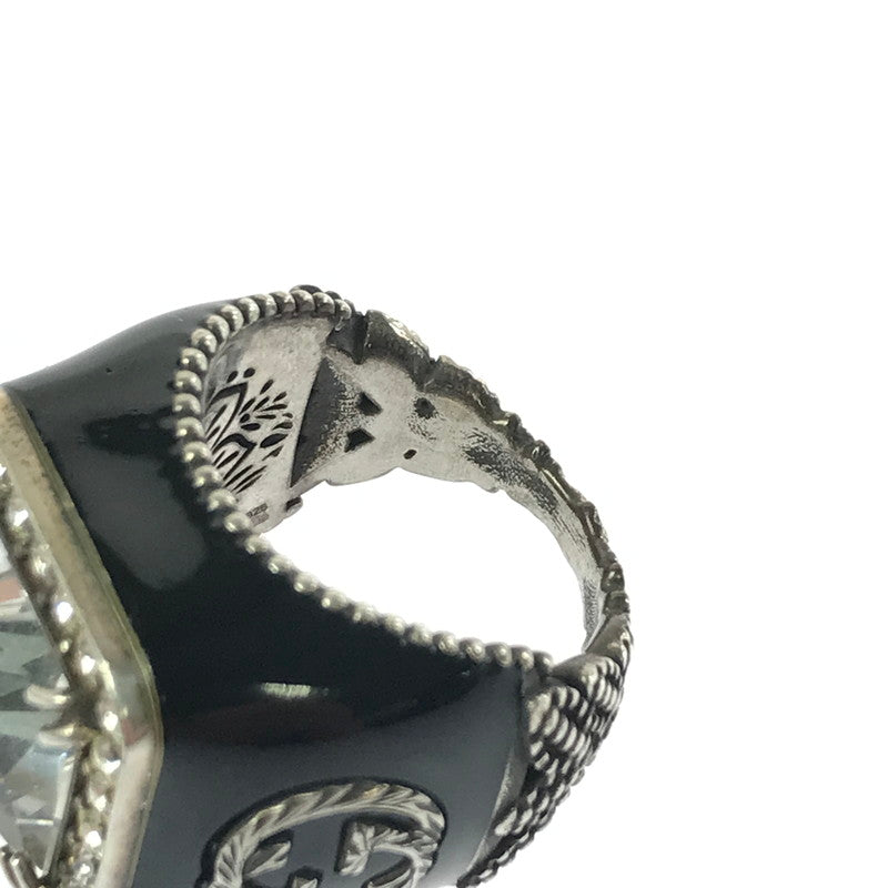【中古品】【メンズ】 GUCCI グッチ SV925 クリスタル ディティール GG ロゴ シグネットリング 指輪 アクセサリー 182-260418-na-03-tagh サイズ：17 カラー：ブラック 万代Net店