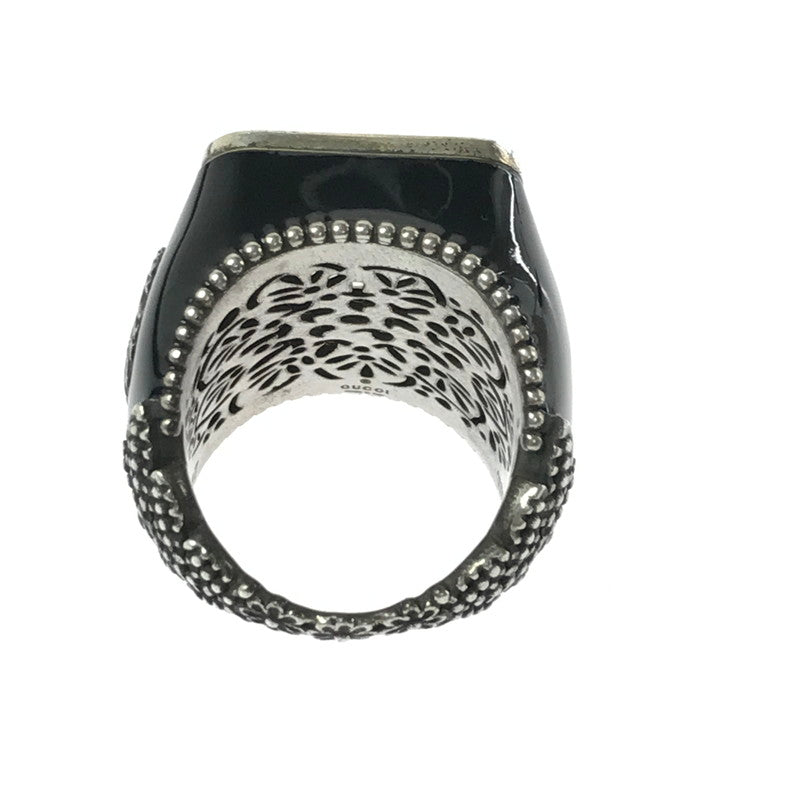 【中古品】【メンズ】 GUCCI グッチ SV925 クリスタル ディティール GG ロゴ シグネットリング 指輪 アクセサリー 182-260418-na-03-tagh サイズ：17 カラー：ブラック 万代Net店
