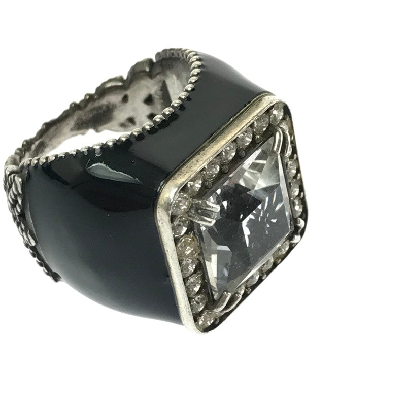 【中古品】【メンズ】 GUCCI グッチ SV925 クリスタル ディティール GG ロゴ シグネットリング 指輪 アクセサリー 182-260418-na-03-tagh サイズ：17 カラー：ブラック 万代Net店