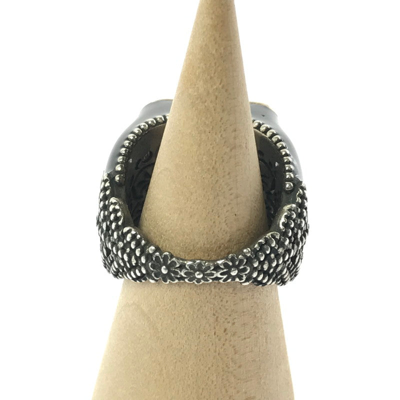 【中古品】【メンズ】 GUCCI グッチ SV925 クリスタル ディティール GG ロゴ シグネットリング 指輪 アクセサリー 182-260418-na-03-tagh サイズ：17 カラー：ブラック 万代Net店