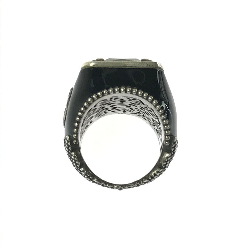 【中古品】【メンズ】 GUCCI グッチ SV925 クリスタル ディティール GG ロゴ シグネットリング 指輪 アクセサリー 182-260418-na-03-tagh サイズ：17 カラー：ブラック 万代Net店