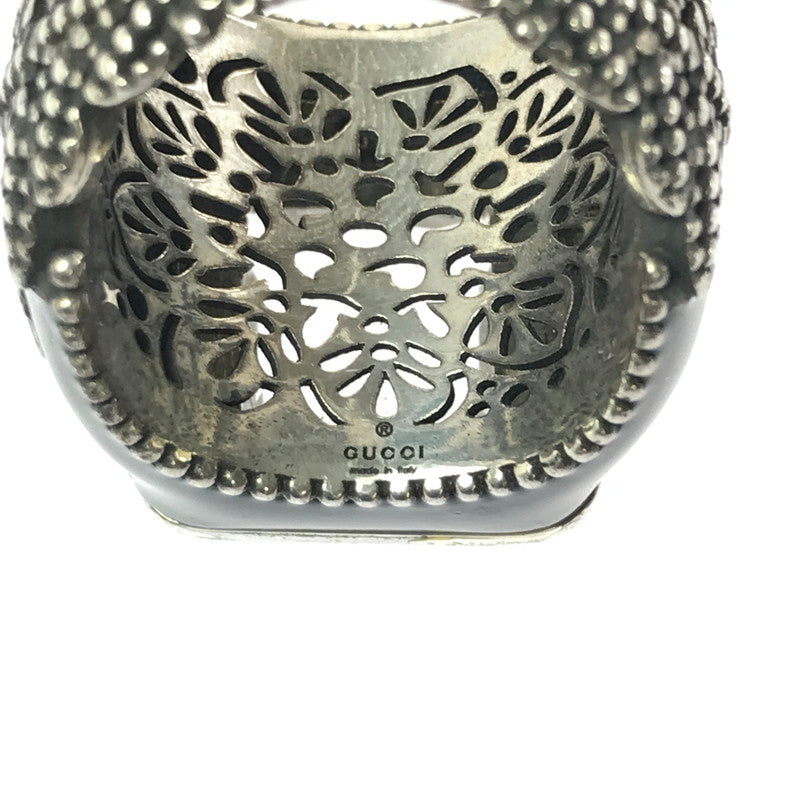 【中古品】【メンズ】 GUCCI グッチ SV925 クリスタル ディティール GG ロゴ シグネットリング 指輪 アクセサリー 182-260418-na-03-tagh サイズ：17 カラー：ブラック 万代Net店