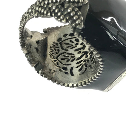 【中古品】【メンズ】 GUCCI グッチ SV925 クリスタル ディティール GG ロゴ シグネットリング 指輪 アクセサリー 182-260418-na-03-tagh サイズ：17 カラー：ブラック 万代Net店