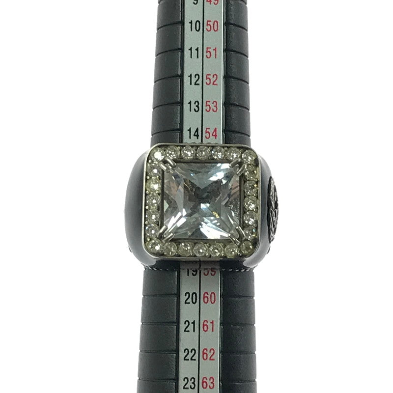 【中古品】【メンズ】 GUCCI グッチ SV925 クリスタル ディティール GG ロゴ シグネットリング 指輪 アクセサリー 182-260418-na-03-tagh サイズ：17 カラー：ブラック 万代Net店