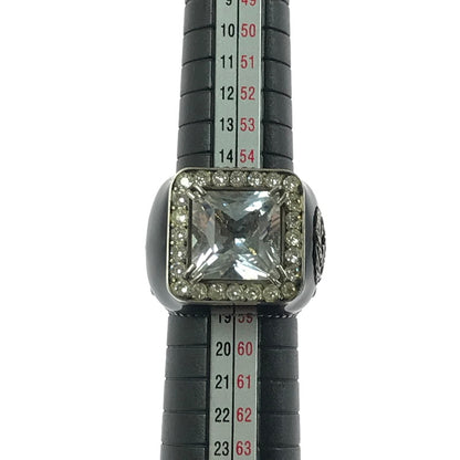 【中古品】【メンズ】 GUCCI グッチ SV925 クリスタル ディティール GG ロゴ シグネットリング 指輪 アクセサリー 182-260418-na-03-tagh サイズ：17 カラー：ブラック 万代Net店