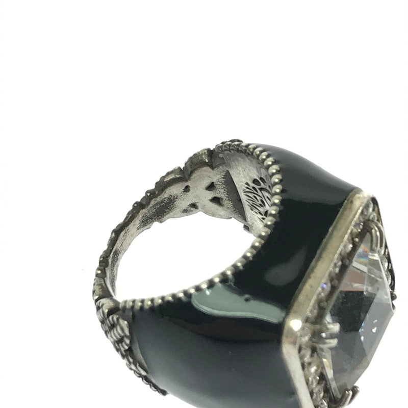 【中古品】【メンズ】 GUCCI グッチ SV925 クリスタル ディティール GG ロゴ シグネットリング 指輪 アクセサリー 182-260418-na-03-tagh サイズ：17 カラー：ブラック 万代Net店