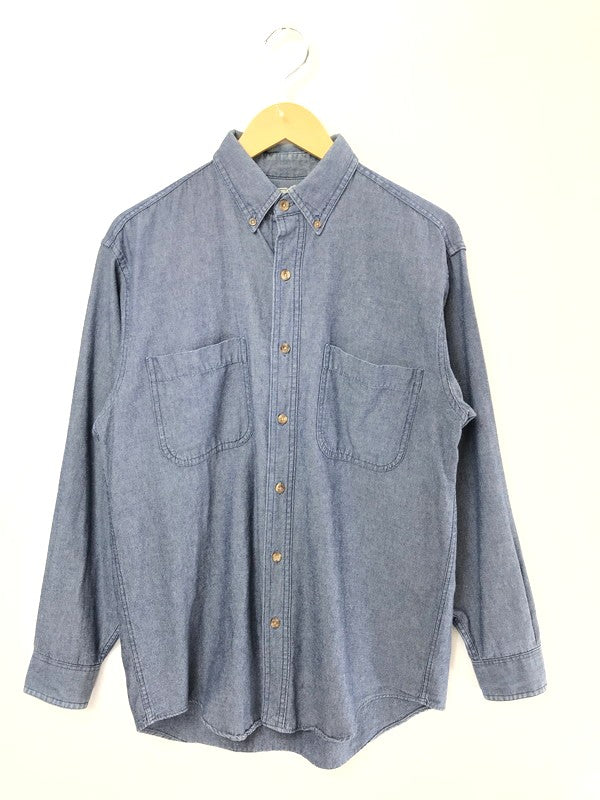 【現状渡し品】【メンズ】 L.L.BEAN エルエルビーン 80's～90's L/S BD DENIM SHIRT 80～90年代 ロングスリーブ ボタンダウン デニム シャツ USA製 トップス 146-260508-ty-04-tag サイズ：S カラー：インディゴ 万代Net店