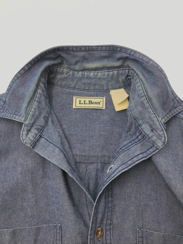 【現状渡し品】【メンズ】 L.L.BEAN エルエルビーン 80's～90's L/S BD DENIM SHIRT 80～90年代 ロングスリーブ ボタンダウン デニム シャツ USA製 トップス 146-260508-ty-04-tag サイズ：S カラー：インディゴ 万代Net店