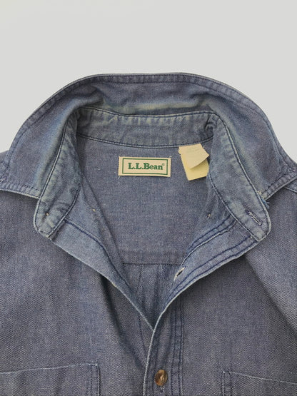 【現状渡し品】【メンズ】 L.L.BEAN エルエルビーン 80's～90's L/S BD DENIM SHIRT 80～90年代 ロングスリーブ ボタンダウン デニム シャツ USA製 トップス 146-260508-ty-04-tag サイズ：S カラー：インディゴ 万代Net店