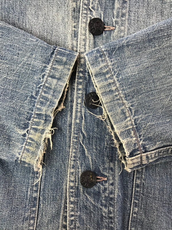 【現状渡し品】【メンズ】 U.S.NAVY アメリカ海軍 40's SHAWL COLLAR DENIM COVERALL ショール カラーデニム カバーオール ライトアウター 146-260416-rt-03-tag サイズ：不明 下記参照 カラー：インディゴ 万代Net店