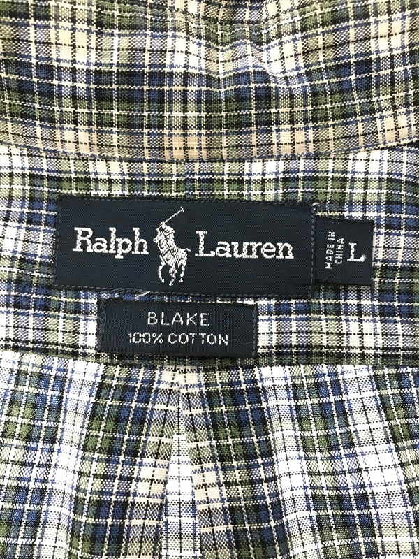 【中古品】【メンズ】 RALPH LAUREN ラルフローレン BLAKE B.D.SHIRT ボタンダウン シャツ 長袖シャツ トップス 146-260508-ty-06-tag サイズ：L カラー：ブルー 万代Net店
