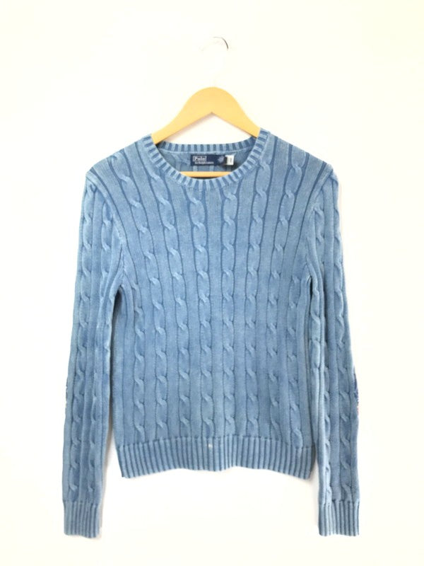 【中古品】【メンズ】 POLO RALPH LAUREN ポロ ラルフローレン ELBOW PATCH CABLE KNIT SWEATER エルボー パッチ ケーブル ニット セーター トップス 168-260508-ty-08-tag サイズ：M カラー：インディゴ 万代Net店