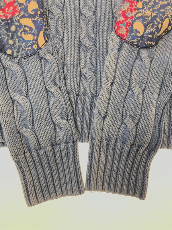 【中古品】【メンズ】 POLO RALPH LAUREN ポロ ラルフローレン ELBOW PATCH CABLE KNIT SWEATER エルボー パッチ ケーブル ニット セーター トップス 168-260508-ty-08-tag サイズ：M カラー：インディゴ 万代Net店