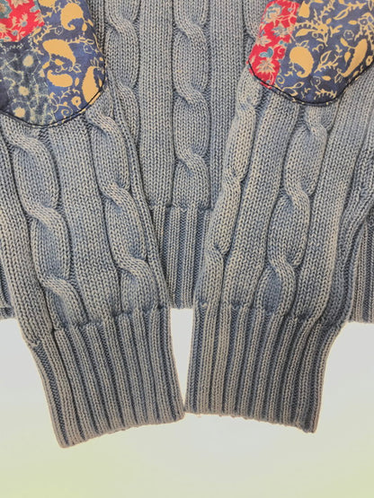 【中古品】【メンズ】 POLO RALPH LAUREN ポロ ラルフローレン ELBOW PATCH CABLE KNIT SWEATER エルボー パッチ ケーブル ニット セーター トップス 168-260508-ty-08-tag サイズ：M カラー：インディゴ 万代Net店