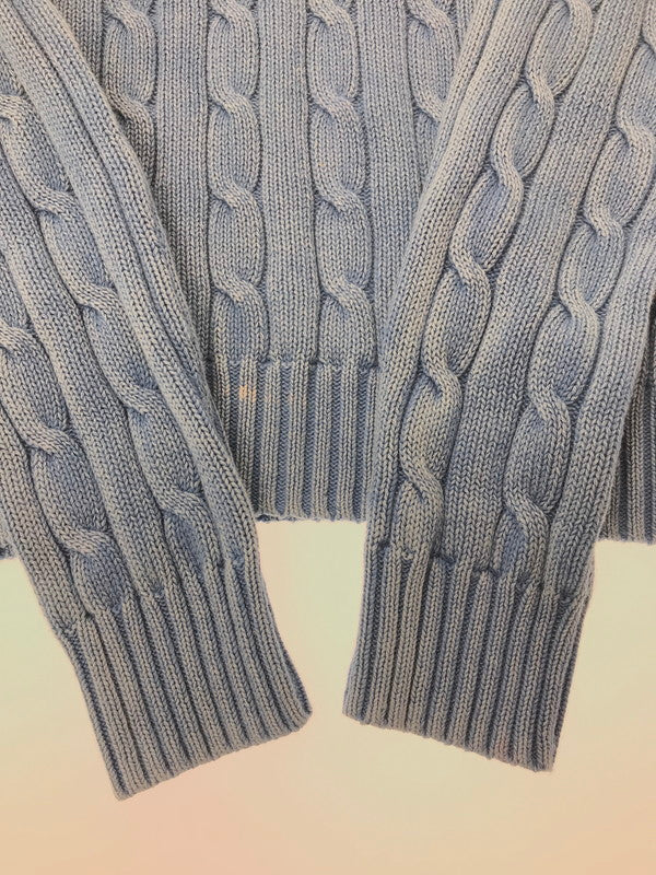 【中古品】【メンズ】 POLO RALPH LAUREN ポロ ラルフローレン ELBOW PATCH CABLE KNIT SWEATER エルボー パッチ ケーブル ニット セーター トップス 168-260508-ty-08-tag サイズ：M カラー：インディゴ 万代Net店