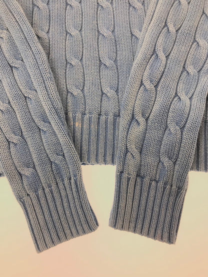 【中古品】【メンズ】 POLO RALPH LAUREN ポロ ラルフローレン ELBOW PATCH CABLE KNIT SWEATER エルボー パッチ ケーブル ニット セーター トップス 168-260508-ty-08-tag サイズ：M カラー：インディゴ 万代Net店