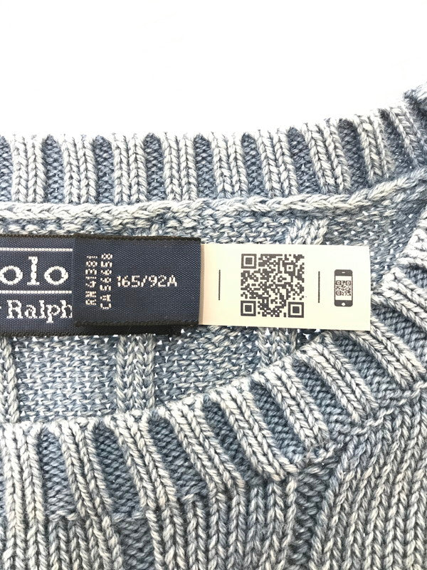 【中古品】【メンズ】 POLO RALPH LAUREN ポロ ラルフローレン ELBOW PATCH CABLE KNIT SWEATER エルボー パッチ ケーブル ニット セーター トップス 168-260508-ty-08-tag サイズ：M カラー：インディゴ 万代Net店