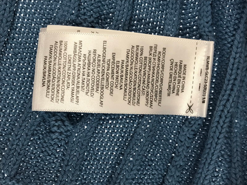 【中古品】【メンズ】 POLO RALPH LAUREN ポロ ラルフローレン ELBOW PATCH CABLE KNIT SWEATER エルボー パッチ ケーブル ニット セーター トップス 168-260508-ty-08-tag サイズ：M カラー：インディゴ 万代Net店