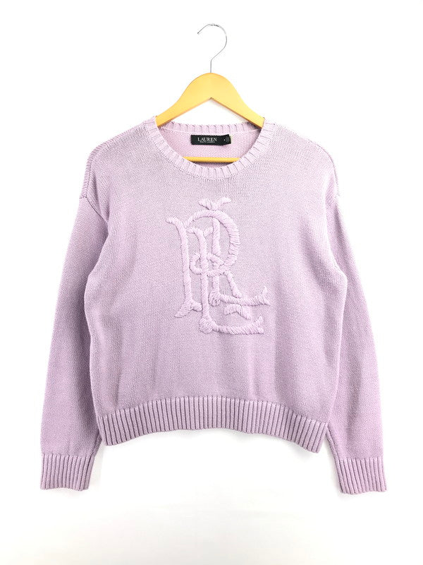 【中古品】【メンズ】 LAUREN RALPH LAUREN ローレン ラルフ ローレン LOGO KNIT SWEATER LIGHT PURPLE ロゴ ニット セーター トップス 168-260820-rt-04-tag サイズ：M カラー：ライトパープル 万代Net店