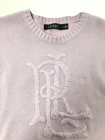 【中古品】【メンズ】 LAUREN RALPH LAUREN ローレン ラルフ ローレン LOGO KNIT SWEATER LIGHT PURPLE ロゴ ニット セーター トップス 168-260820-rt-04-tag サイズ：M カラー：ライトパープル 万代Net店