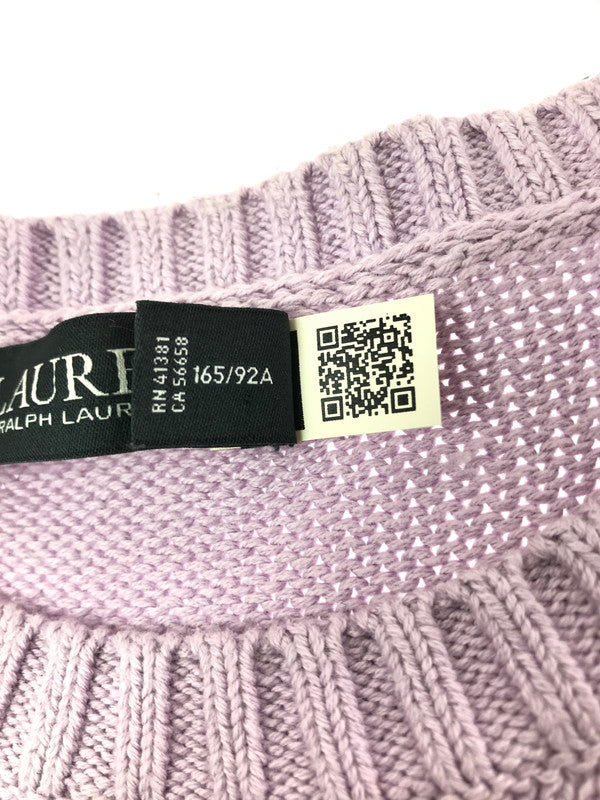 【中古品】【メンズ】 LAUREN RALPH LAUREN ローレン ラルフ ローレン LOGO KNIT SWEATER LIGHT PURPLE ロゴ ニット セーター トップス 168-260820-rt-04-tag サイズ：M カラー：ライトパープル 万代Net店