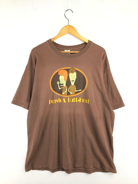 【中古品】【メンズ】 GILDAN ギルダン 90～00's BEAVIS BUTT-HEAD T-SHIRT ビーバス・バッ トヘッド Tシャツ 146-260416-rt-13-tag サイズ：XL カラー：ブラウン 万代Net店
