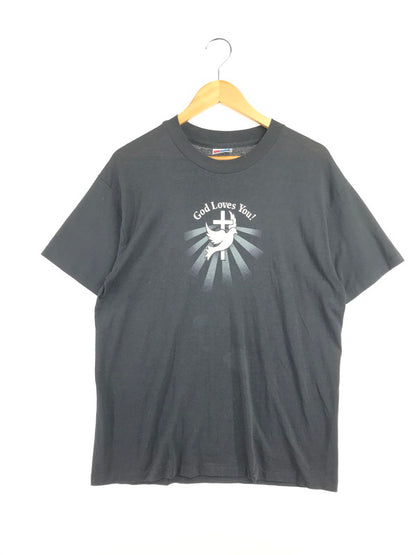 【中古品】【メンズ】 HANES ヘインズ 90's GOD LOVES YOU！ T-SHIRT 90年代 半袖Tシャツ トップス 146-260522-rt-11-tagh サイズ：L カラー：ブラック 万代Net店
