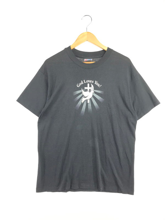 【中古品】【メンズ】 HANES ヘインズ 90's GOD LOVES YOU！ T-SHIRT 90年代 半袖Tシャツ トップス 146-260522-rt-11-tagh サイズ：L カラー：ブラック 万代Net店