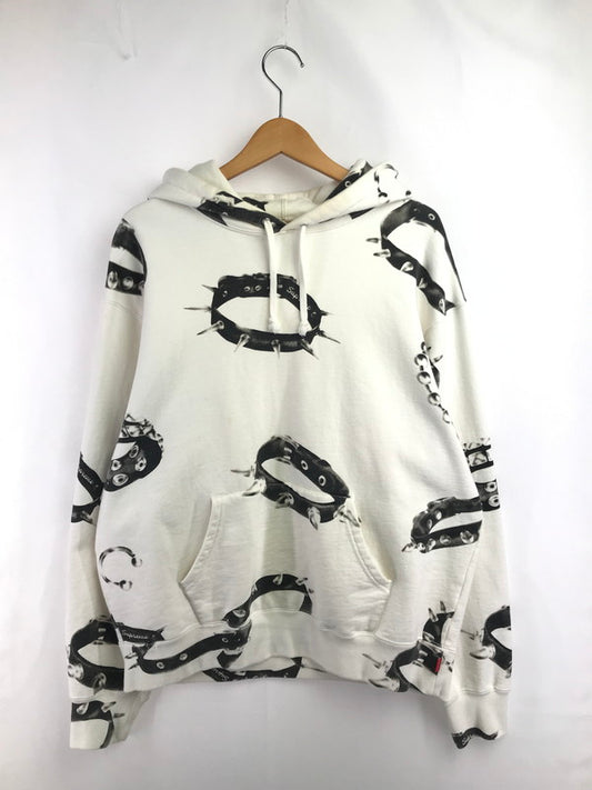 【中古品】【メンズ】 SUPREME シュプリーム 20AW STUDDED COLLARS HOODED SWEATSHIRT スタッズ カラーズ フーデッド スウェットシャツ パーカー 149-260424-rt-24-tagh サイズ：M カラー：ホワイト 万代Net店