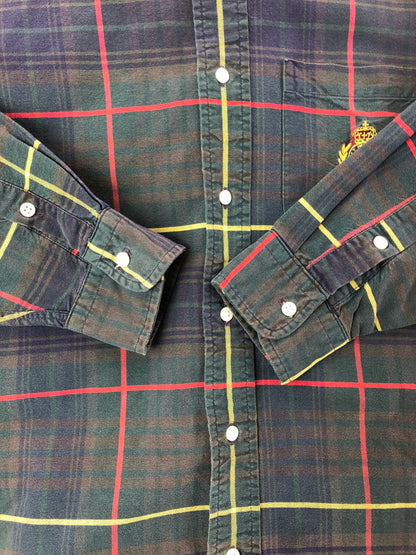 【中古品】【メンズ】 POLO RALPH LAUREN ポロラルフローレン 80's L/S BD CHECK SHIRT USA製 緑タグ 80年代 ロングスリーブ チェック シャツ トップス 146-260514-rt-16-tagh サイズ：XL カラー：マルチカラー 万代Net店