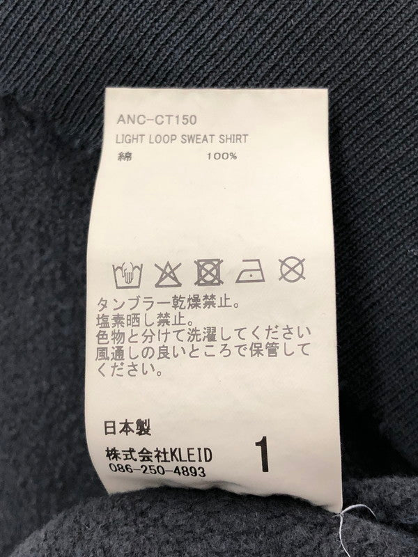 【中古美品】【メンズ】 ANCELLM アンセルム LIGHT LOOP SWEAT SHIRT ANC-CT150 ライト ループ スウェットシャツ トレーナー 140-260422-na-12-tagh サイズ：1 カラー：ブラック 万代Net店