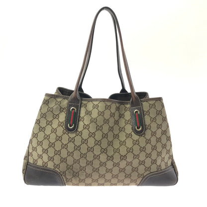 【中古品】【レディース】 GG CANVAS PRINCY LINE RIBBON TOTE BAG 163805 GGキャンバス プリンシーラインリボントートバッグ カバン 180-260421-rt-29-tagh カラー：ブラウン 万代Net店