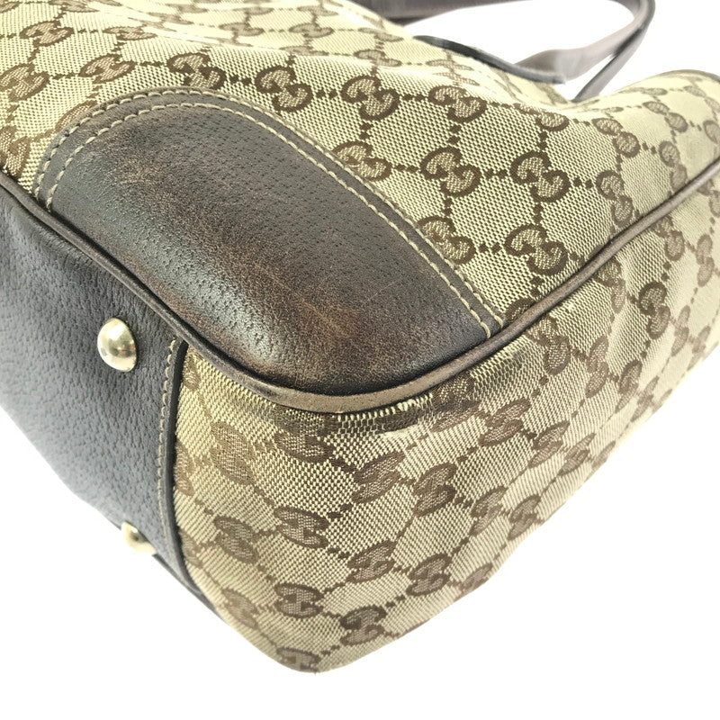 【中古品】【レディース】 GG CANVAS PRINCY LINE RIBBON TOTE BAG 163805 GGキャンバス プリンシーラインリボントートバッグ カバン 180-260421-rt-29-tagh カラー：ブラウン 万代Net店