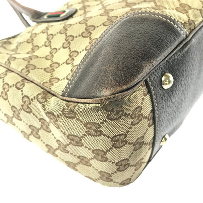 【中古品】【レディース】 GG CANVAS PRINCY LINE RIBBON TOTE BAG 163805 GGキャンバス プリンシーラインリボントートバッグ カバン 180-260421-rt-29-tagh カラー：ブラウン 万代Net店