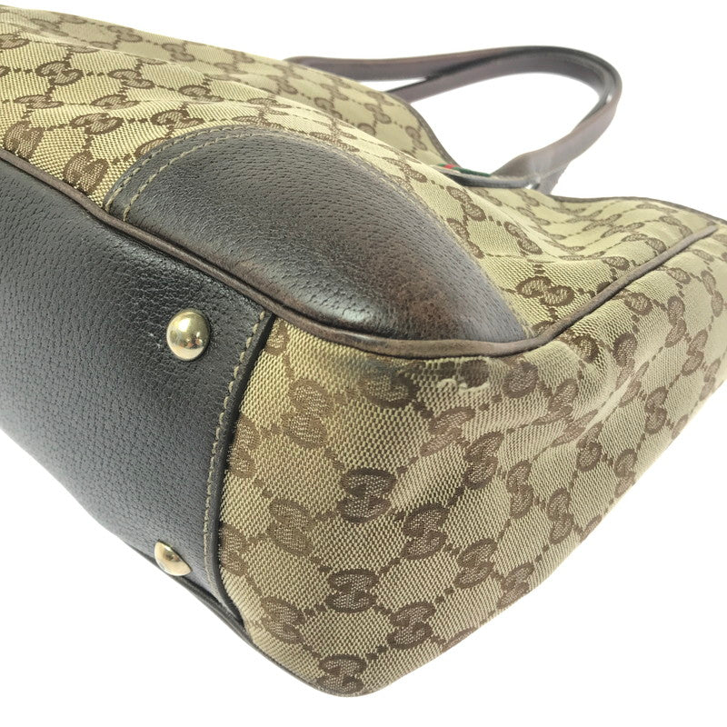 【中古品】【レディース】 GG CANVAS PRINCY LINE RIBBON TOTE BAG 163805 GGキャンバス プリンシーラインリボントートバッグ カバン 180-260421-rt-29-tagh カラー：ブラウン 万代Net店